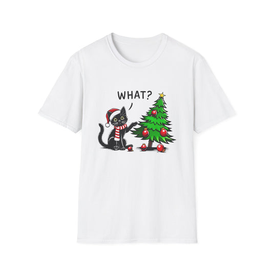 Cat Knocked Over Christmas Tree T-Shirt, Funny Cat Lover Tee, Softstyle Shirt, Holiday Gift, Unisex Top, Pet Owner Apparel